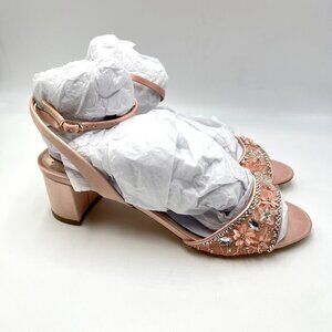 Badgley Mischka Womens Size 8 Taylin Pink Floral Jewel Dress Sandals Heels Shoes